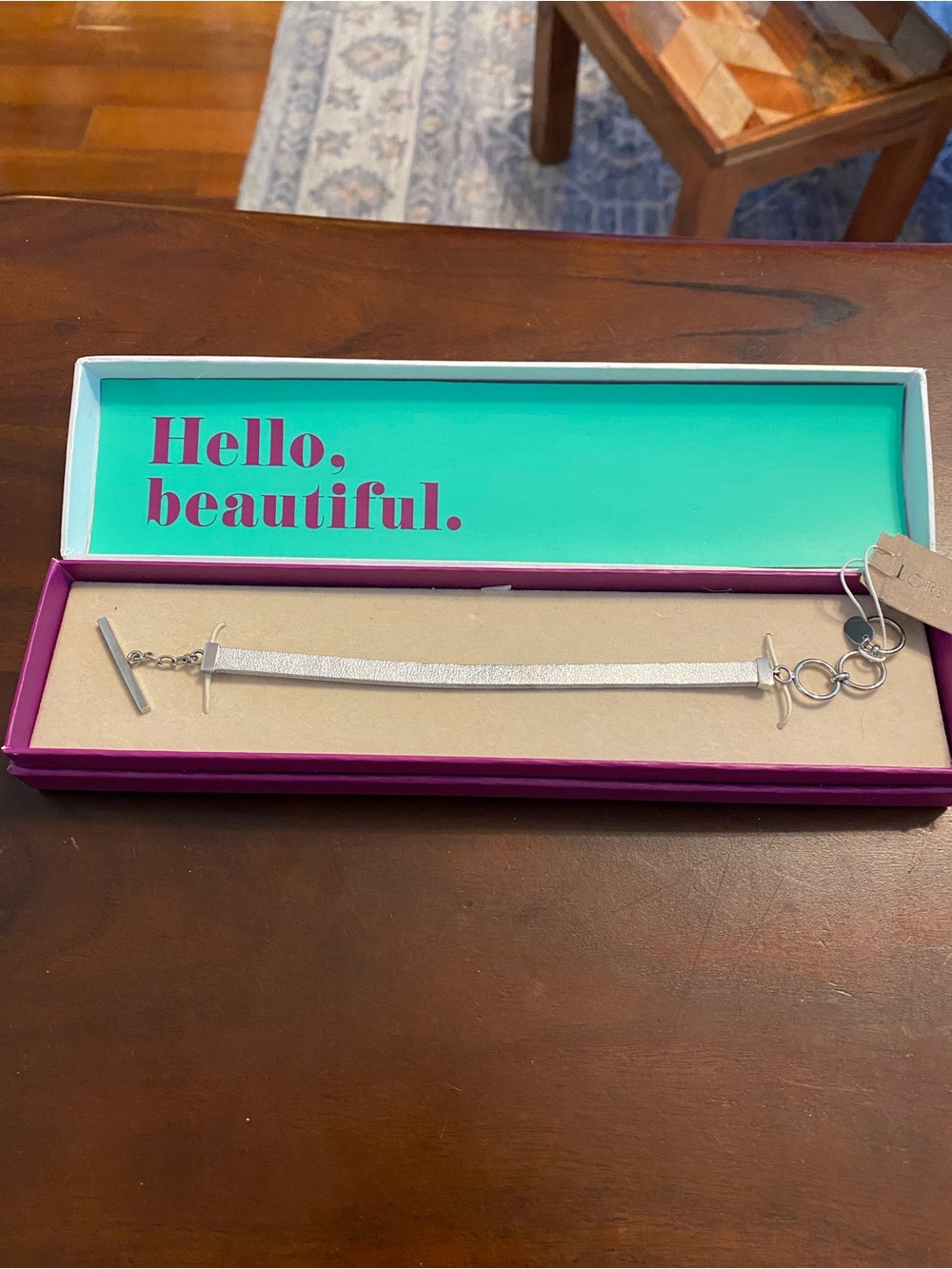 Lori Bonn silver leather bracelet NWT